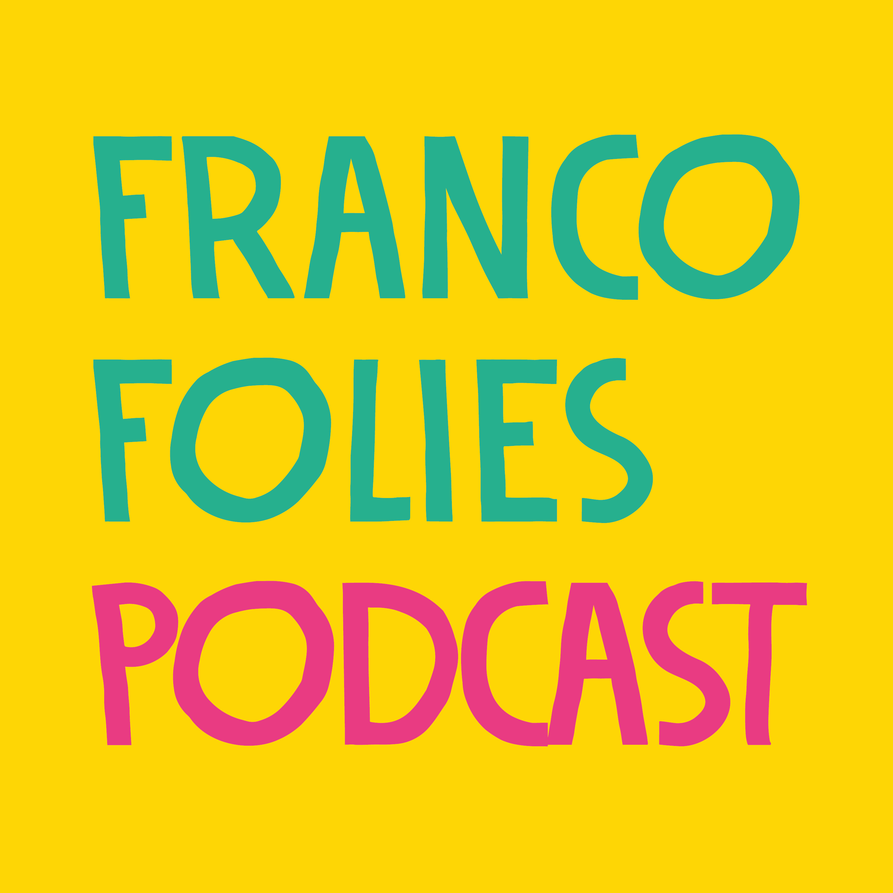 Francofolies podcast sur fond jaune