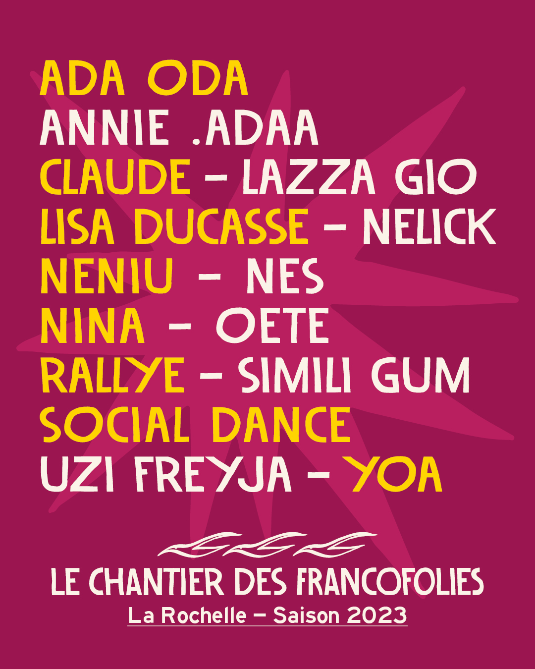 Line-up du Chantier des Francofolies