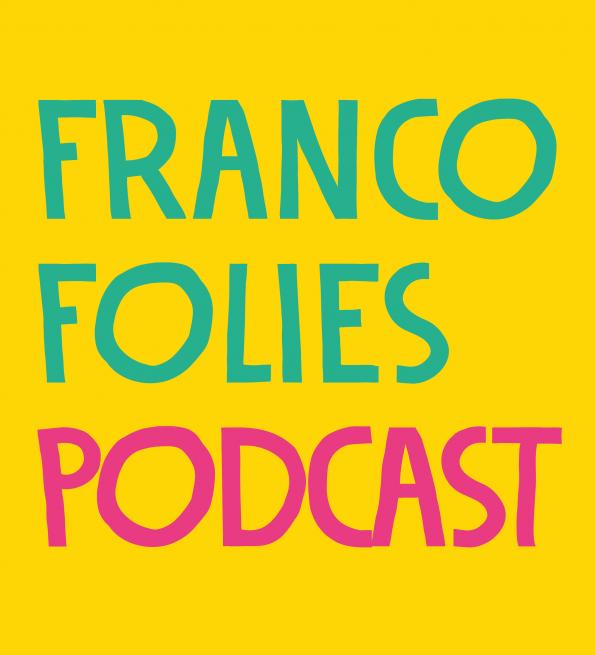Francofolies podcast sur fond jaune